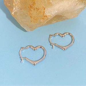 10k White Gold Heart Shaped Hoop Earrings NWOT